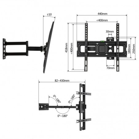 Zimtown Full Motion TV Wall Mount Bracket Tilt Swivel for LED LCD 32 37 40 42 46 47 50 55 60"