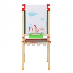 Zimtown Kids Wooden Easel, Dry Erase Board & Chalkboard, with Paper Roll and Drawing Accessories