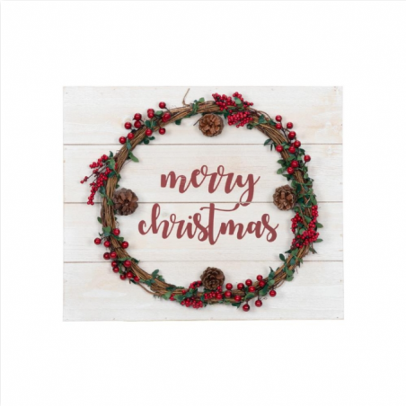 Zimtown 18.9" x 15.75" Christmas Decor Winter Holiday Wood Wall Sign with Pine Wreath - Merry Christmas