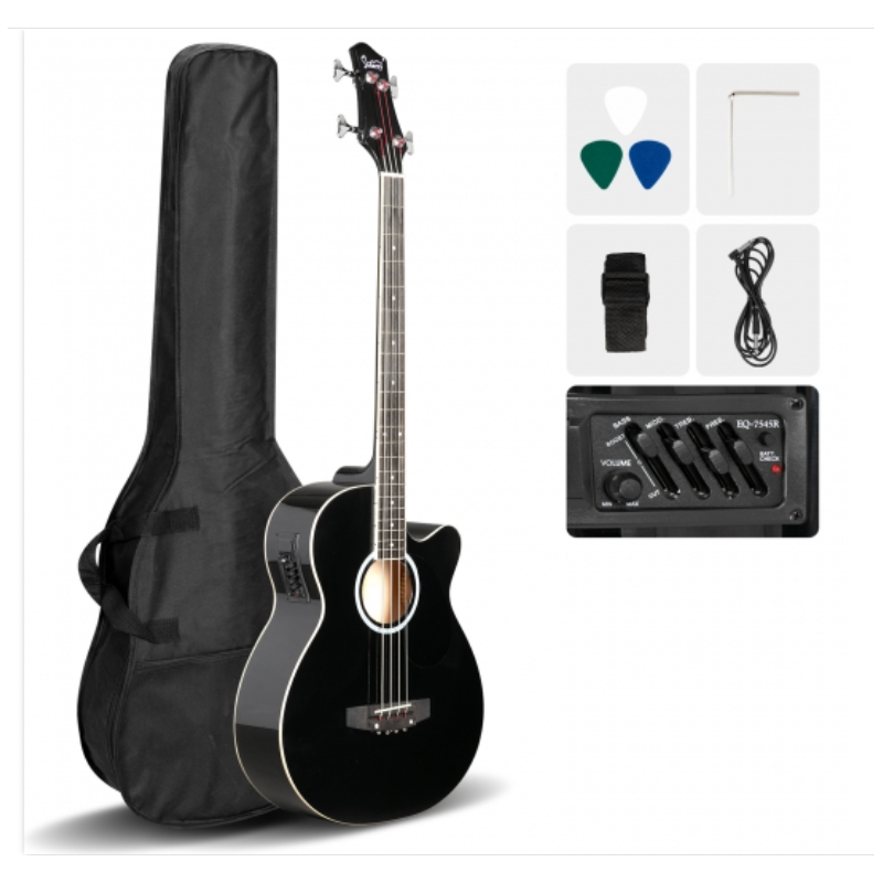 Glarry GMB101 44.5 Inch EQ Acoustic Bass Guitar Black