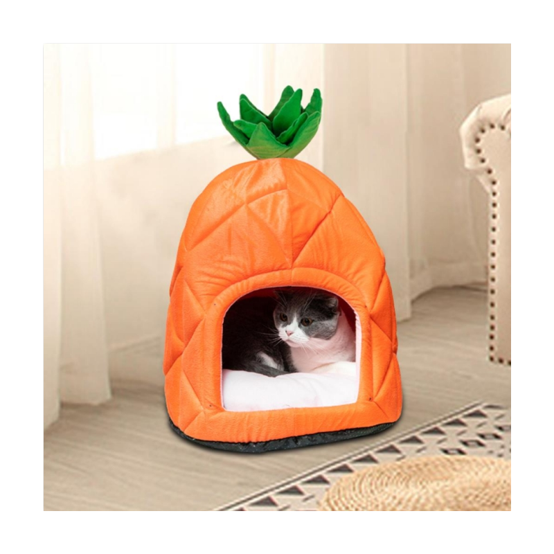 Pet House Pineapple Cave Sleep Bed Cat Dog Tent Orange