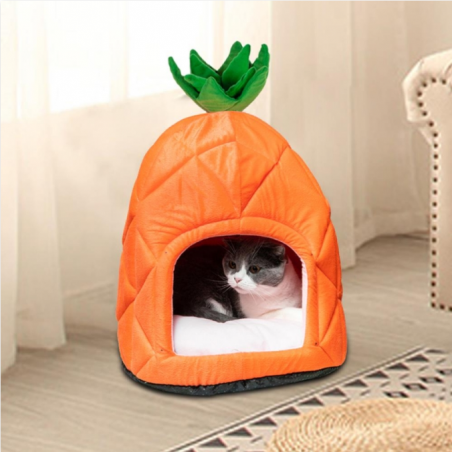 Pet House Pineapple Cave Sleep Bed Cat Dog Tent Orange