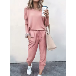 Women Tracksuit pring Autumn Casual Solid Color Long Sleeve