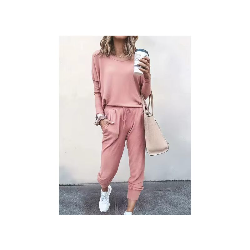 Women Tracksuit pring Autumn Casual Solid Color Long Sleeve