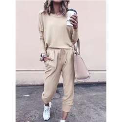 Women Tracksuit pring Autumn Casual Solid Color Long Sleeve