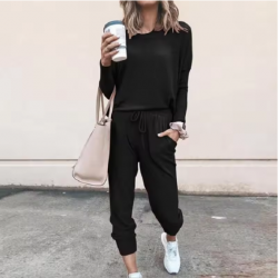 Women Tracksuit pring Autumn Casual Solid Color Long Sleeve