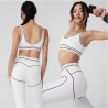 Women's Tops Trousers Navel High Waist Seamless Leggings Bra with Padded Elastic Sports