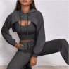 Suit Women's Tracksuit Hoodie Vest Pants Set Solid Color Woman Clothing