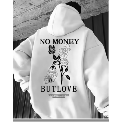 New loose men's floral letter print hooded fleece sweatshirt