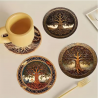 8 pieces/set art-painted wooden coasters heat-resistant table mats