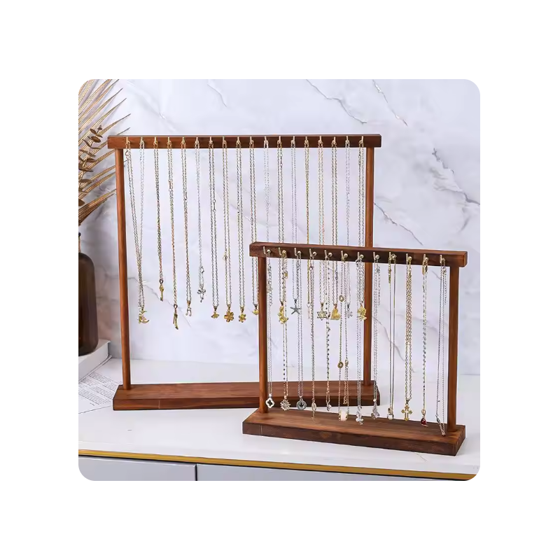 Jewelry Organizer Display Stand Solid Wood Necklace Hanging