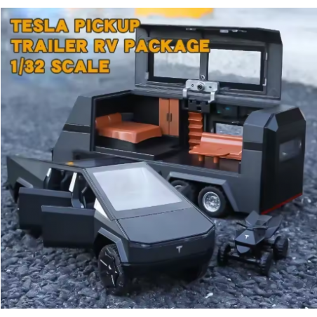 1:32 Tesla Cybertruck Pickup Trailer Alloy Car Model