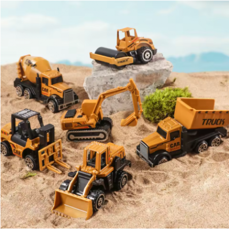 6pcs/set Toys for Boys Alloy Engineering Truck Toy Car Excavator Bulldozer