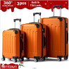 Zimtown Hardside Lightweight Spinner Orange 3 Piece Luggage Set with TSA Lock