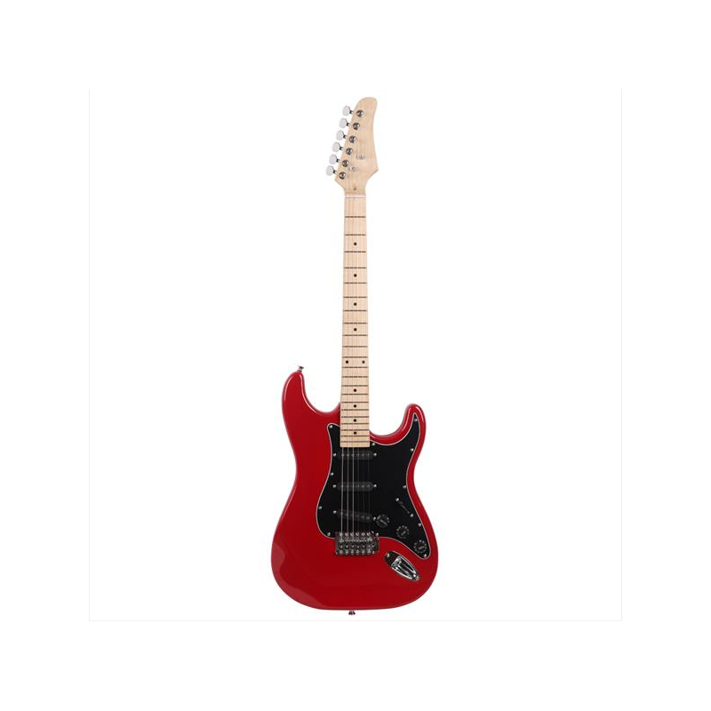 ST Stylish Electric Guitar with Black Pickguard Red