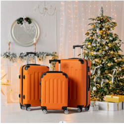 Zimtown Hardside Lightweight Spinner Orange 3 Piece Luggage Set with TSA Lock