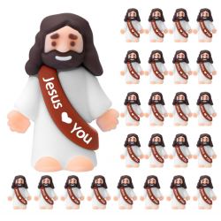 25 Pcs Little Jesus Figures Original Design Jesus Love You Mini Rubber Toys