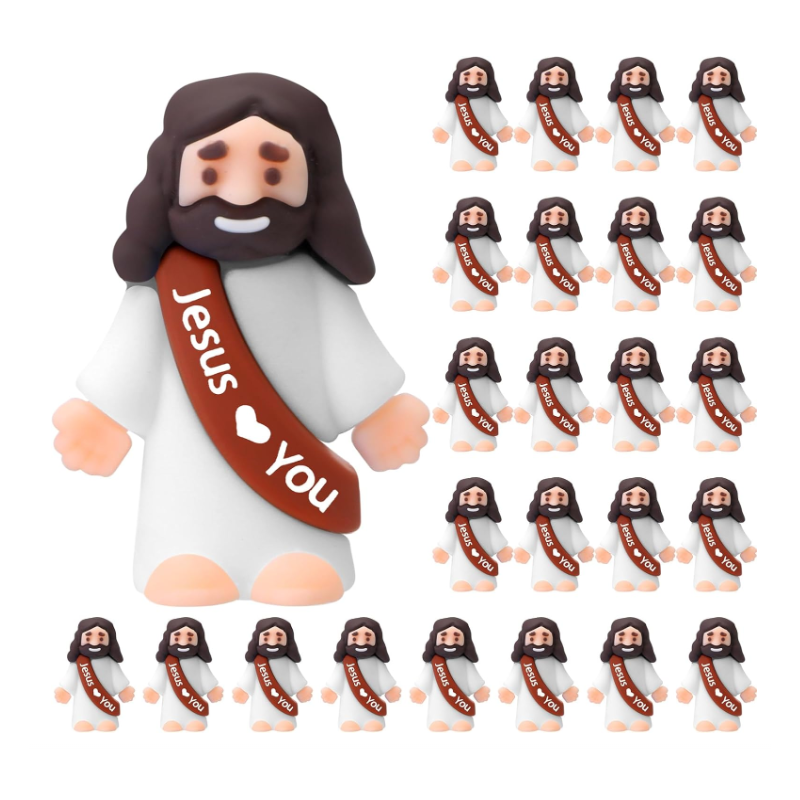 25 Pcs Little Jesus Figures Original Design Jesus Love You Mini Rubber Toys