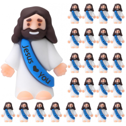 25 Pcs Little Jesus Figures Original Design Jesus Love You Mini Rubber Toys