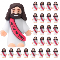 25 Pcs Little Jesus Figures Original Design Jesus Love You Mini Rubber Toys