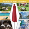 Zimtown 9ft Solar Powered Umbrella with Tilt and Crank Backyard Wine Red