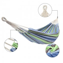 Zimtown Polyester & Cotton Hammock Double Hammock Bed w/ Portable Carrying Bag Green Strip