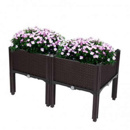 Zimtown Set of 2 Raised Garden Bed, Planting Box with Brackets